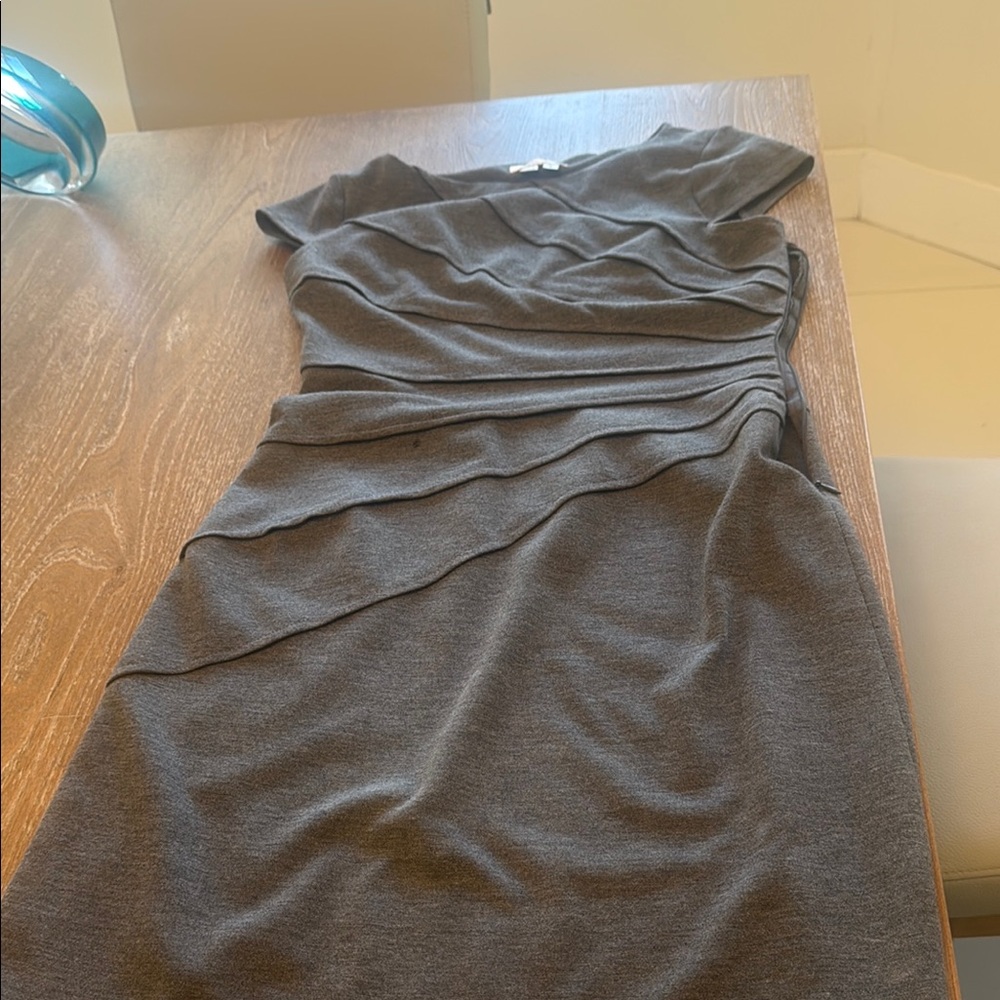 London Times Gray Asymmetrical Sheath Dress Cocktail